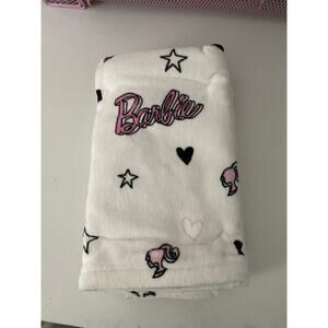 Barbie Doll Terrycloth Hand Towels Stars Logo White Pink Set Of 2 NWT